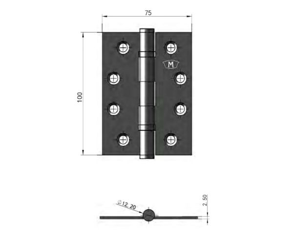 Ball Bearing Butt Hinge Fixed Pin 100X75Mm Eco Black S224 Door Hardware