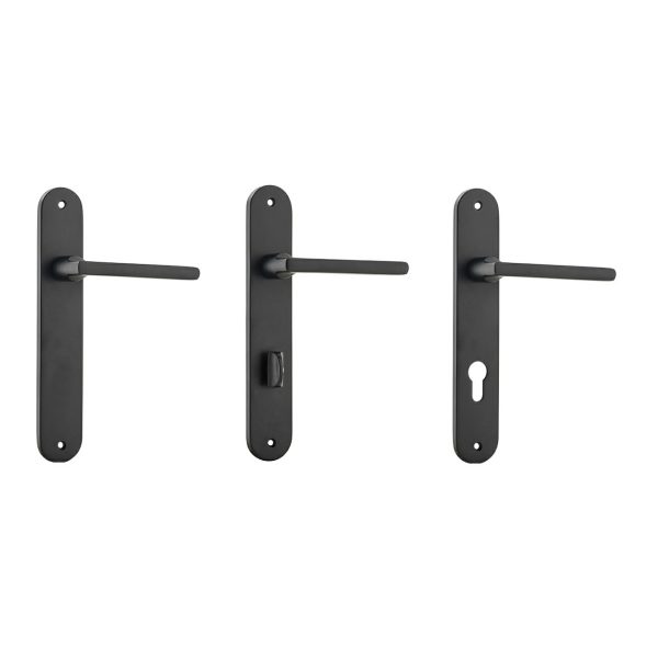 Baltimore Door Lever Handle On Oval Backplate Matt Black – Customise To Your Needs Black Door Handles