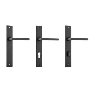 Baltimore Door Lever Handle On Rectangular Backplate Matt Black – Customise To Your Needs Black Door Handles