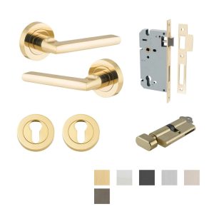 Baltimore Door Lever On Round Rose Pair Entrance Kit Key/Thumb – Available In Various Finishes Door Handles & Knobs