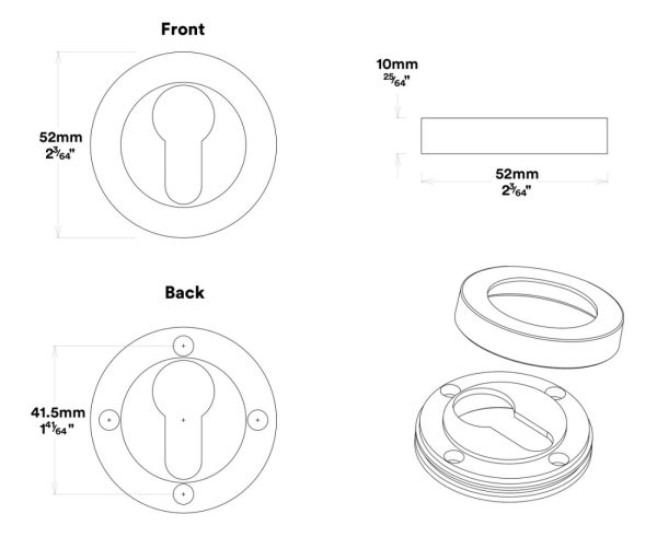 Baltimore Door Lever On Round Rose Pair Entrance Kit Key/Thumb – Available In Various Finishes Door Handles & Knobs