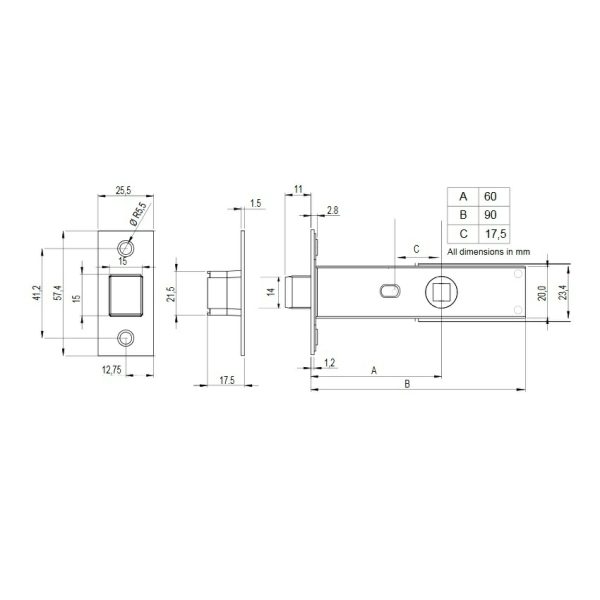 Bonaiti Magnetic Privacy Latch Bl002 60Mm Backset Door Hardware