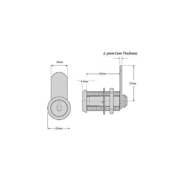 Cabinet Cam Lock Round Face 22Mm Keyed Alike Chrome Plate Bnx22-Cl003 Cabinet & Cupboard Locks