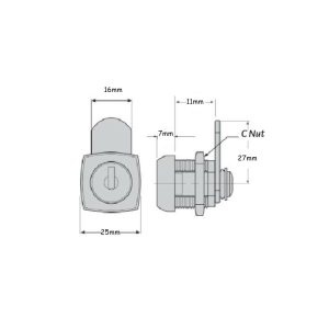 Cabinet Cam Lock Square Face 11Mm Keyed Alike Chrome Plate Nx11Ska Cabinet & Cupboard Locks