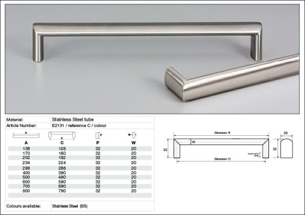 Cabinet Handle E2131 Pavia 19Mm Oval Stainless Steel Bathroom Cabinet Handles