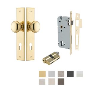 Cambridge Door Knob On Chamfered Backplate Entrance Kit Key/Key – Available In Various Finishes Architectural Door Hardware