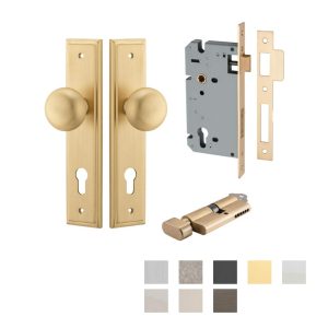 Cambridge Door Knob On Stepped Backplate Entrance Kit Key/Thumb – Available In Various Finishes Architectural Door Hardware