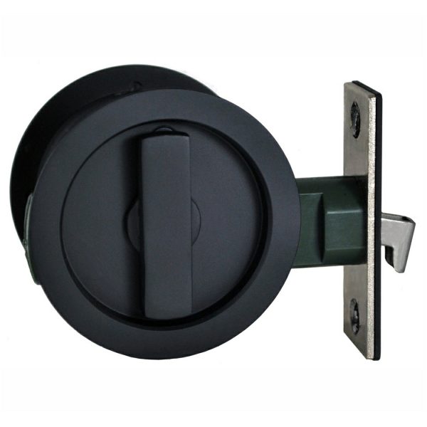 Cavity Sliding Door Privacy Set Scd-Pri-Rd-Bl Round Black Black Door Hardware