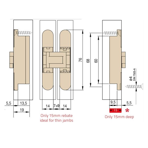 Ceam 3D Concealed Cabinet Hinge 24Kg – Available In Various Finishes Bathroom Door Hardware