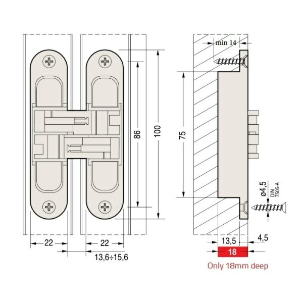 Ceam 3D Invisible Concealed Door Hinge Bac1129 – Available In Various Finishes Architectural Door Hardware