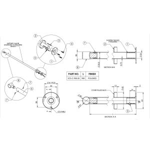 Ceiling Support Concealed 900Mm Polished Stainless Steel Scs25900 Locks & Accessories