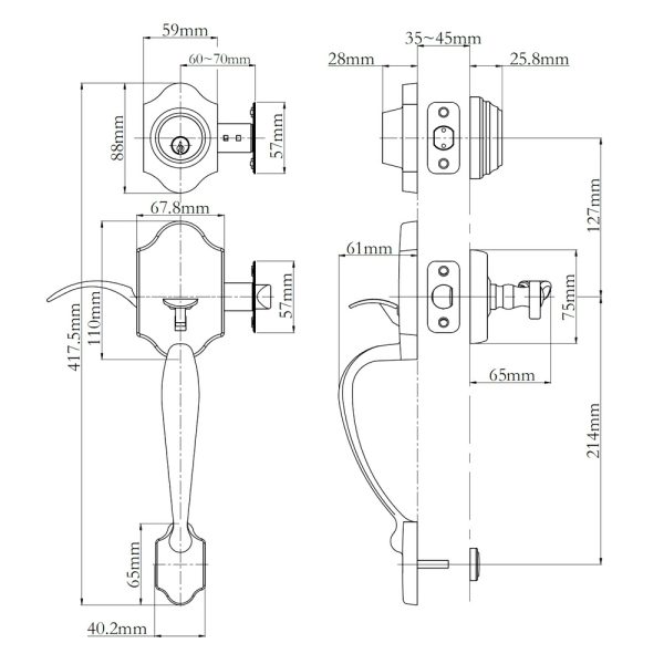 Charente Single Cylinder Door Entrance Set Box Pack – Available In Various Finishes Door Handles & Knobs