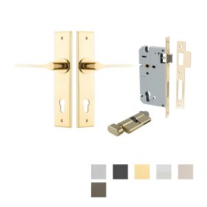 Como Door Lever Handle On Chamfered Backplate Entrance Kit Key/Key – Available In Various Finishes Architectural Door Hardware