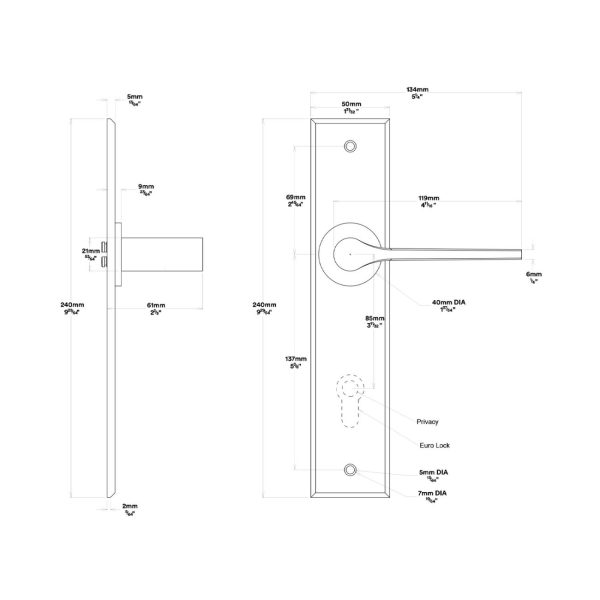 Como Door Lever Handle On Chamfered Backplate Entrance Kit Key/Key – Available In Various Finishes Architectural Door Hardware