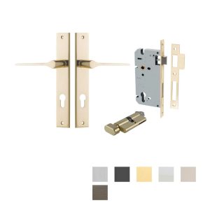 Como Door Lever Handle On Rectangular Backplate Entrance Kit Key/Thumb – Available In Various Finishes Door Hardware