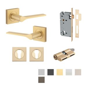 Como Door Lever Handle On Square Rose Entrance Kit Key/Key – Available In Various Finishes Door Hardware