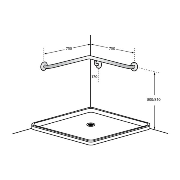 Corner Shower Grab Rail – Available In Left And Right Handing Bathroom Accessories