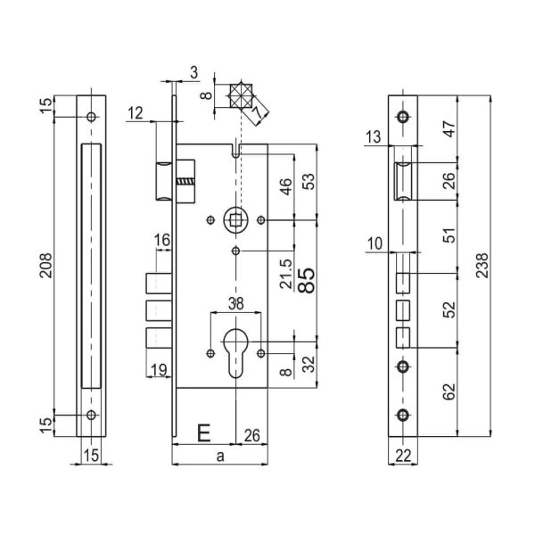 Cylinder Deadlock With Latch 2200 – Available In Various Finishes And Sizes Locks & Accessories