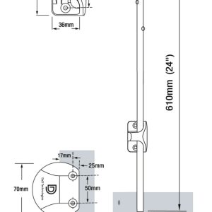 D&D Qb124 Q-Bolt Padlockable Drop Gate Lock 610Mm Wide Bracket For Metal Gate Hardware