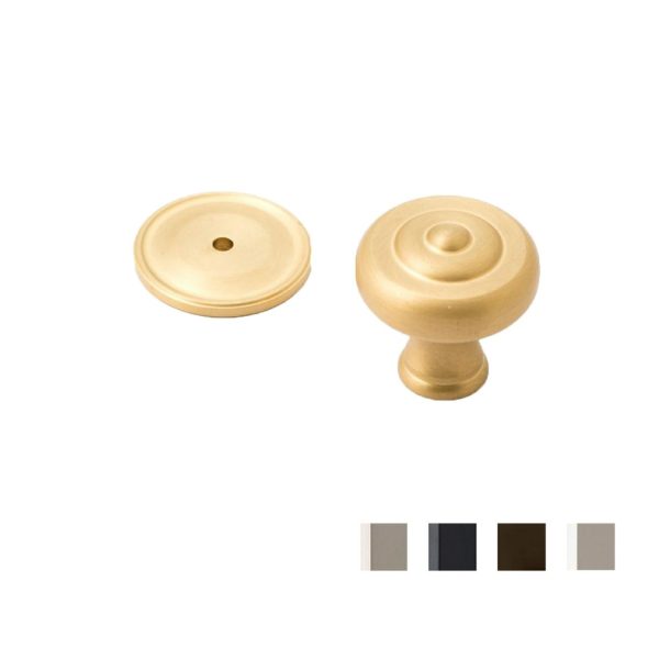 Decade Fluted Knob On Round Rose – Available In Various Finishes Cabinet Hardware