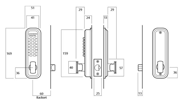 Digital Door Lock Entrance Set Satin Chrome 530Dxsc *Display Pack* Digital Locks