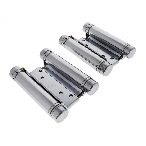 Door Hinge Double Action Spring 100Mm Polished Chrome 4150-103 *Pair* Bathroom Door Hardware