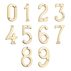 Door House Numeral 0-9 Polished Brass – Available In Various Numbers Door Hardware