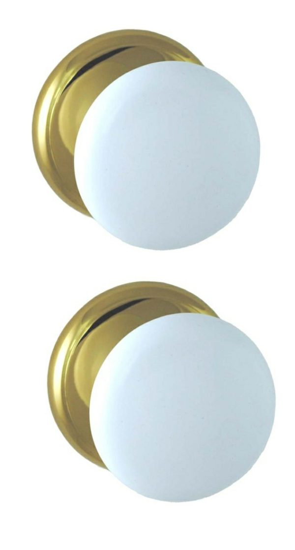 Door Knob Corona Passage Set White Gold W/ Latch Cdfwhg Door Hardware