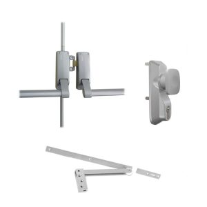 Door Lock Pack B377 Panic Bar Double Door Selector Outside Knob Cylinder Commercial Door Hardware