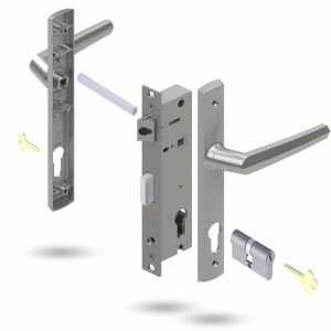 Door Lock Pack Induro Mortice Palladium Aria Levers Silver W/ Cylinder Commercial Door Hardware