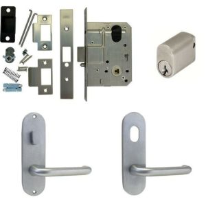 Entrance Door Pack Mortice Lock Round Plate W/ Snib Hole & Lever Commercial Door Hardware