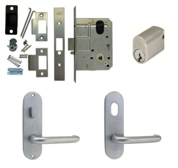 Entrance Door Pack Mortice Lock Round Plate W/ Snib Hole & Lever Commercial Door Hardware