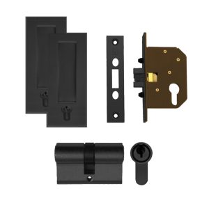 Euro Cylinder Sliding Lock Kit 45Mm Backset Black 59086Kit Cavity Sliding Door Hardware