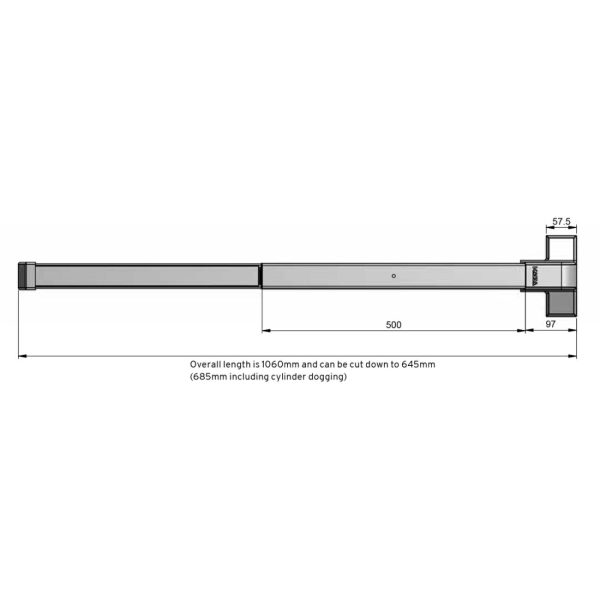 Exit Only Mortice Lock Fire Rated Satin Stainless Steel 1060Mm Ed22Mfsss Door Hardware