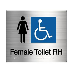 Female Disabled Toilet Right Hand Amenity Sign Braille Stainless Steel Fdt/Rh-Ss Bathroom Hardware