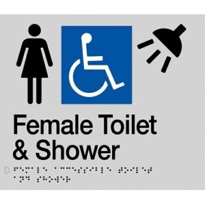 Female Disabled Toilet & Shower Amenity Sign Braille Fdtssilver Bathroom Hardware