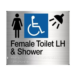 Female Disabled Toilet & Shower Left Hand Amenity Sign Braille Fdtslhss Bathroom Hardware