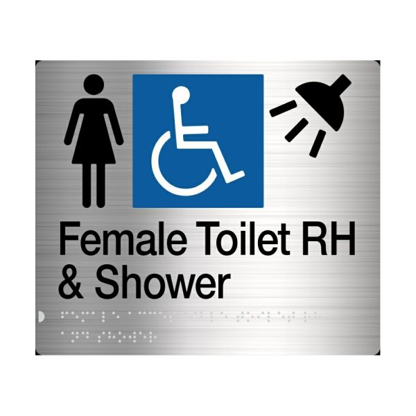 Female Disabled Toilet & Shower Right Hand Amenity Sign Braille Fdtsrhss Bathroom Hardware