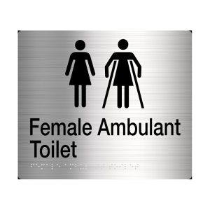 Female / Female Ambulant Toilet Braille Sign Stainless Steel Ffatss Bathroom Hardware