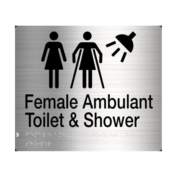 Female / Female Ambulant Toilet & Shower Sign Braille Stainless Steel Ffatsss Bathroom Hardware