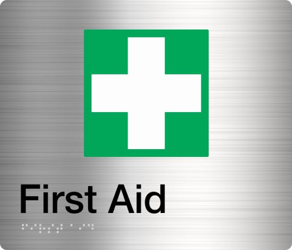 First Aid Braille Sign Green Stainless Steel Fa-Ss Bathroom Hardware