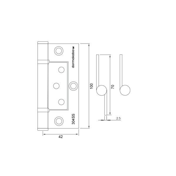 Flat Fast Fix Hinge Timber Fix 100X70Mm Black Dkh100/70Bkt Black Door Hardware