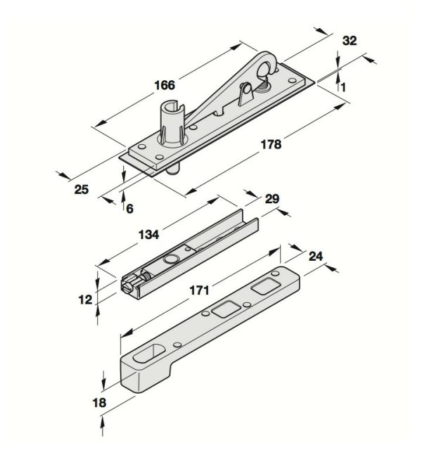 Floor Spring Door Closer Dcl 301 Non Hold Open Double Action 932.79.141 Door Closers & Floor Springs