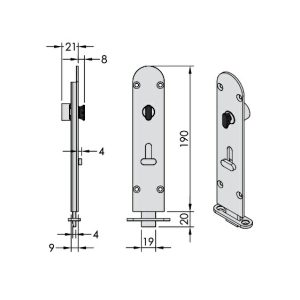 Flush Bolt Round 190Mm Lockable Satin Nickel 456Resn-1 Door Hardware