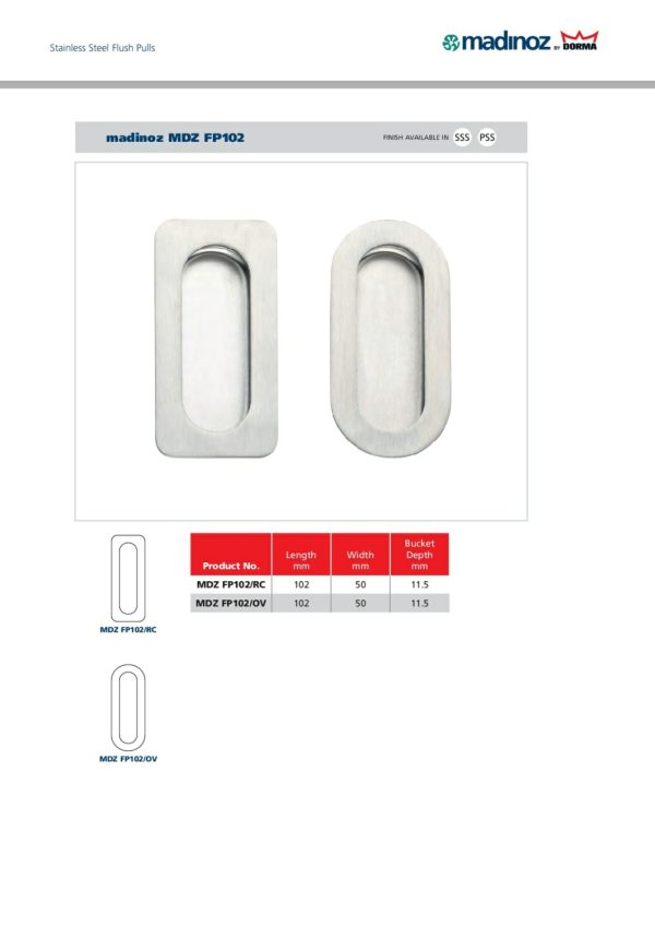 Fp102 Rounded Corners Flush Pulls Cavity Sliding Door Hardware