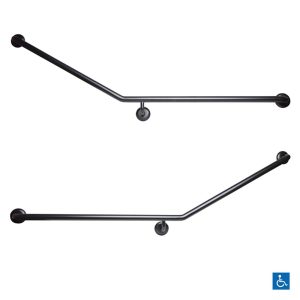 Grab Rail 30 Degree Side Wall 840X700Mm Black – Available In Left And Right Handing Bathroom Hardware