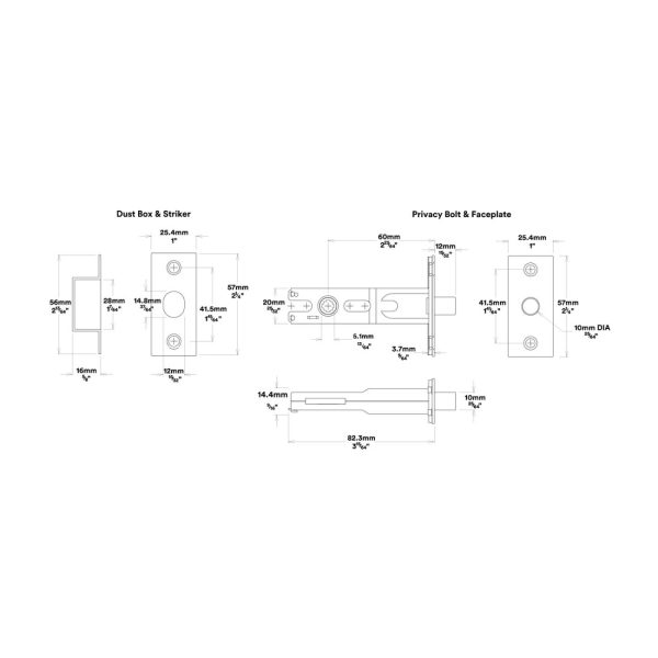 Guildford Door Knob On Rectangular Backplate Privacy Kit With Turn – Available In Various Finishes Door Handles & Knobs