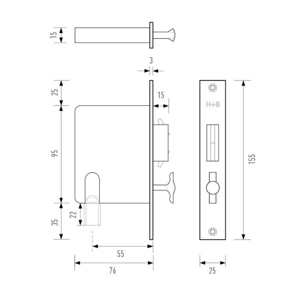 Halliday & Baillie 1490 Pivot Door Privacy Set Flush Pull With Snib And Indicator – Available In Various Finishes Bathroom Door Hardware