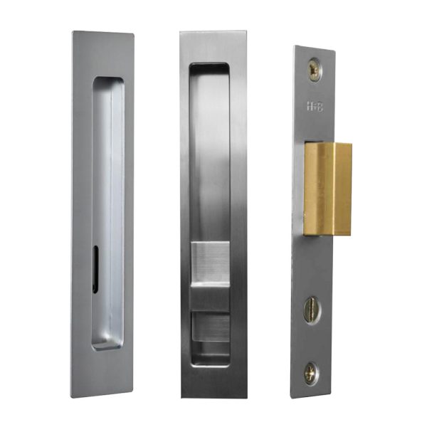 Halliday & Baillie Pivot Door Privacy Set Flush Pull Snib/Indicator 250Mm Satin Chrome Hb1655-Sc Bathroom Door Hardware