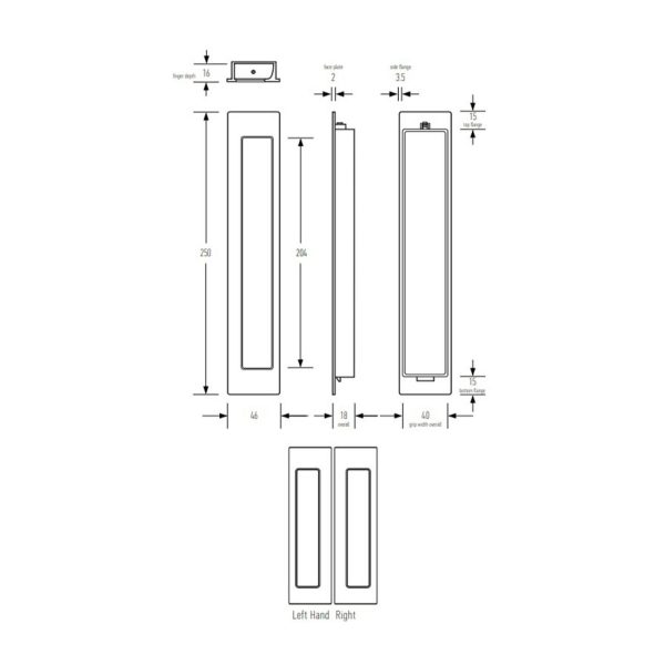 Halliday & Baillie Pivot Door Privacy Set Flush Pull Snib/Indicator 250Mm Satin Chrome Hb1655-Sc Bathroom Door Hardware